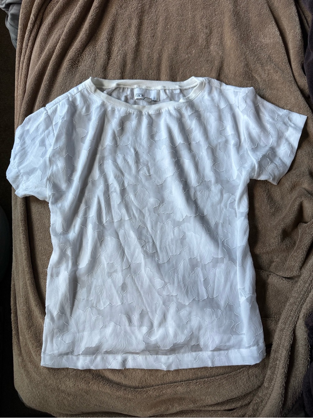 Nordstrom White Short-Sleeve Textured Tee